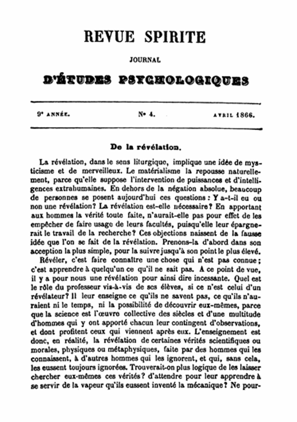 Figura SEQ Figure * ARABIC 1: Revue Spirite, abril de 1866, p. 97.